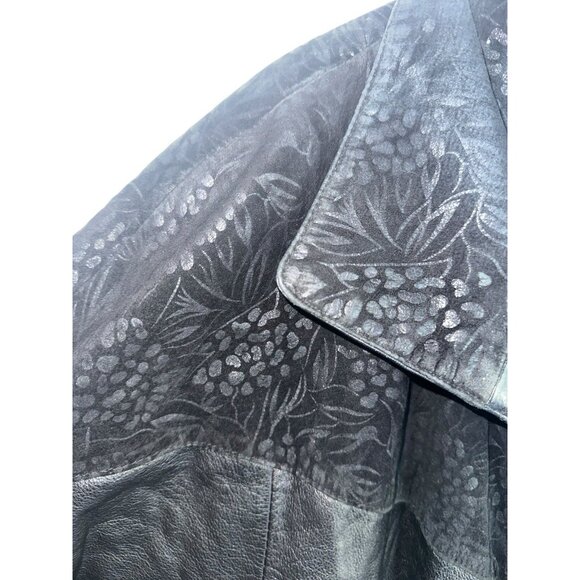 VTG Fitzwright Womens Leather & Suede Coat Plus 2X Black Patterned Suede Floral - Picture 2 of 7